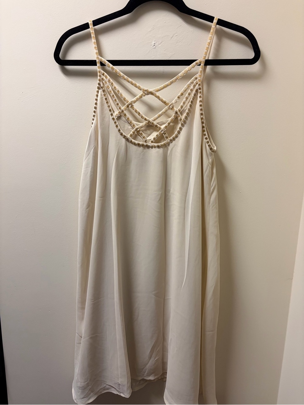 Women’s M Cream Strappy Slip Dress - Elegant Summer Layer Forever 21